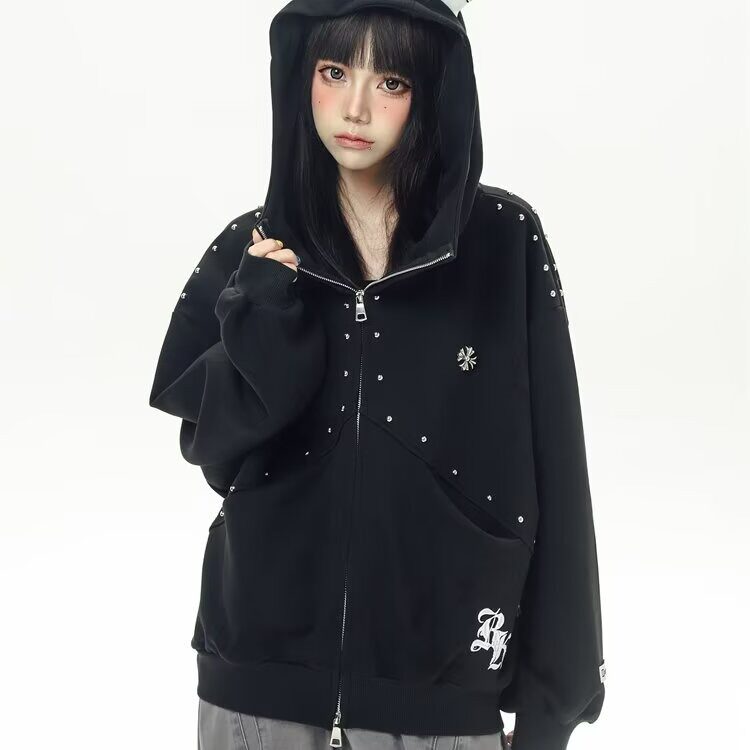 【214】开衫新款潮牌连帽宽松休闲上衣卫衣外套A079-WY204-P65,女装短外套,电商A079