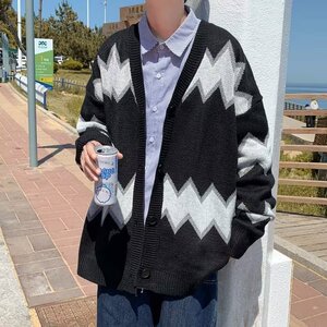 【网】秋冬款针织衫慵懒风开衫毛衣男外套A079-B37-P42图片