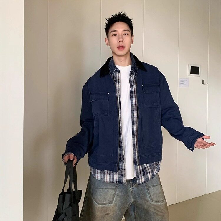 【网28】水洗撞色翻领机能飞行服夹克男A079-751-P73,男装夹克,电商A079