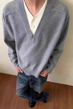 25假两件v领毛衣男秋季t美式覆古polo针织打底衫A079-9572-P55，男装T恤，电商A079