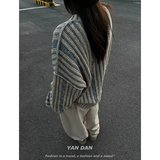 【网116】拼色竖条纹圆领针织衫男女宽松冬季A079-BX038-P45，男装针织衫/毛衣，电商A079