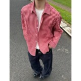[006]翻领格子衬衫男女长袖宽松拼接衬衣外套A079-CS387-P31，男装衬衫，电商A079