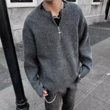 【网59】破坏毛衣男时尚痞帅宽松情侣毛边针织衫A079--M29-P47，男装针织衫/毛衣，电商A079