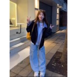 【54】5撞色拼接格子假两件外套翻领情侣开衫夹克A079-J620-P69，男装夹克，电商A079