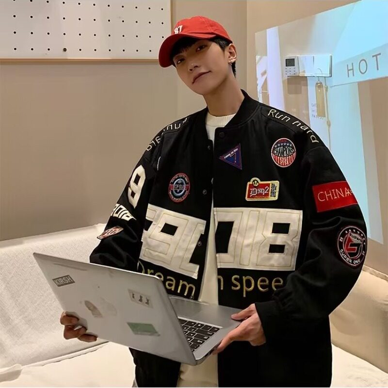 【网136】外套秋冬款宽松情侣棒球服刺绣夹克男A079-J40-P61-71,男装夹克,电商A079
