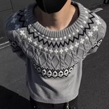 【300】5提花圆领针织衫男宽松情侣休闲打底毛衣A079-M9070-P56，男装T恤，电商A079