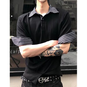 [003]休闲假两件polo衫短袖男宽松潮牌夏季半袖T恤A079-S234-P35图片