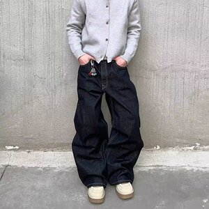 [008]阔腿牛仔裤休闲宽松丹宁直筒cleanfit长裤男A079-N1218-P44图片