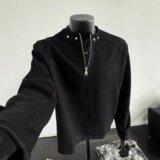 【网12】BK黑色半拉链垫肩卫衣男款秋冬A079-6796-P40，男装卫衣，电商A079