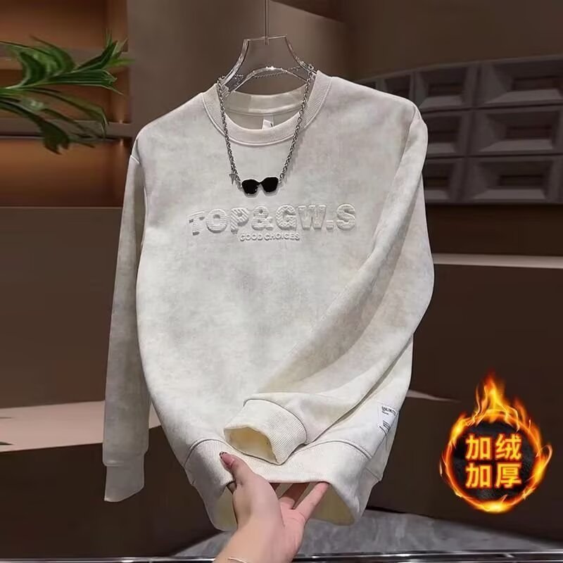 【001】冬季加绒套头圆领宽松百搭男冬休闲打底衫A079-A182-P39,男装T恤,电商A079