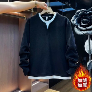 【001】加绒新款男士假两件套头长袖T恤潮A079-A164-P45图片