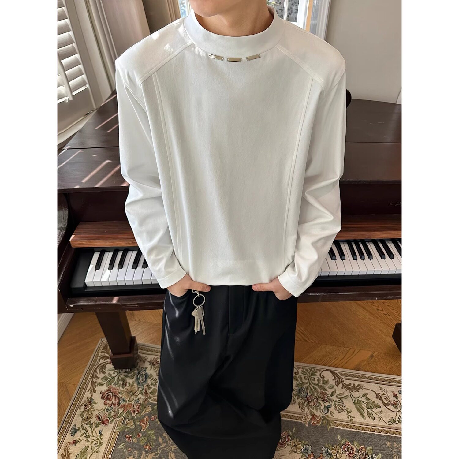 [003]长袖T恤男夏季宽松韩版百搭休闲体恤衣服A079-W323-P45,男装T恤,电商A079