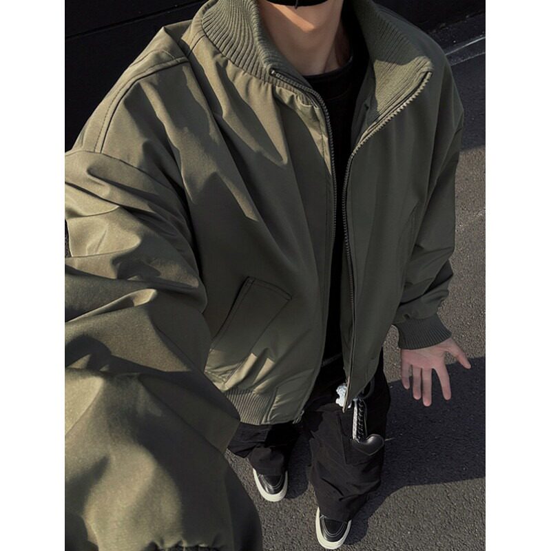 5夹棉棉服【65】立领黑男潮牌夹克宽松冬季棉服外套A079-1030-P74,男装夹克,电商A079
