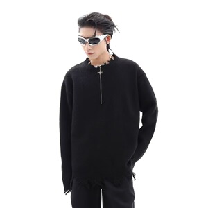 【网59】25破坏毛衣男时尚痞帅宽松情侣毛边针织衫A079--M29-P47图片