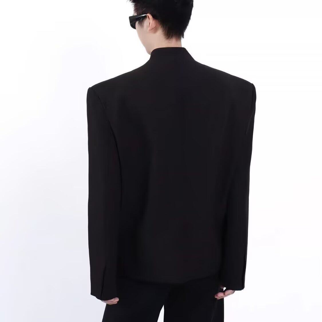 [001]立领黑色西装外套男烫钻花朵重工垫肩西服A079-XZ034-P65,男装西服套装,电商A079