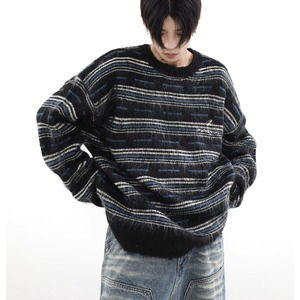 【001】5条纹提花圆领毛衣秋冬潮牌新款百搭针织A079-MY35-P47,男装针织衫/毛衣,电商A079