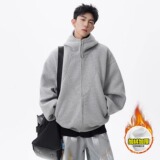 【001】5加绒硬挺boxy开衫卫衣男秋冬情侣外套A079-W821-P54，女装短外套，电商A079