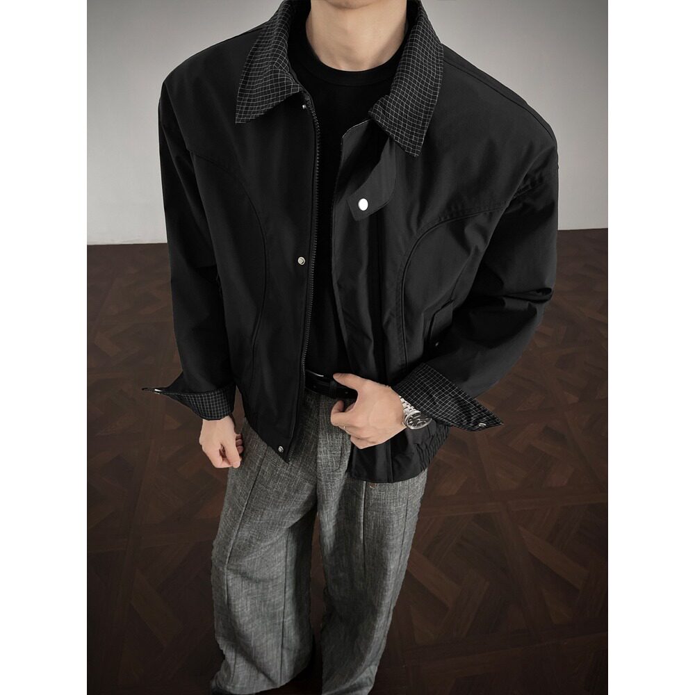 【276】新款翻领夹克男士拼接外套休闲男装A079-A263-P67，男装夹克，电商A079