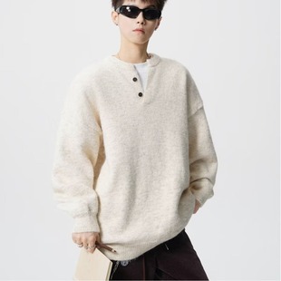 250 MY154 圆领套头加厚青年针织衫 毛衣带纽扣A079 P59 男士