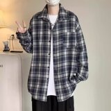 【网图有货14】宽松格纹衬衣外套休闲A079-RS127-P28，男装衬衫，电商A079