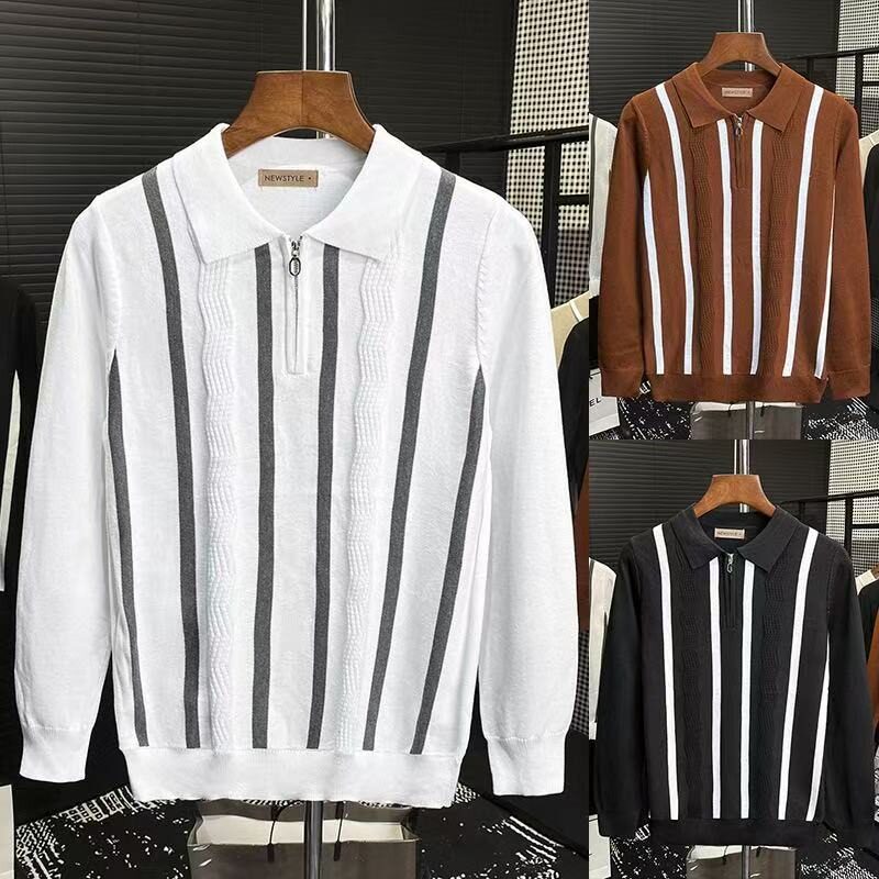 【网2】休闲撞色条纹翻领POLO衫男装A079-514-P49,男装Polo衫,电商A079