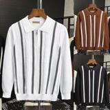 【网2】休闲撞色条纹翻领POLO衫男装A079-514-P49，男装Polo衫，电商A079