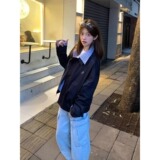 【54】5撞色拼接格子假两件外套翻领情侣开衫夹克A079-J620-P69，男装夹克，电商A079