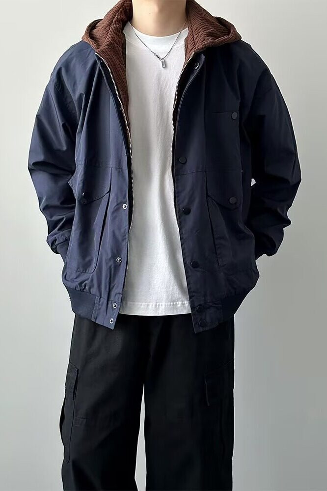 【176】秋季新款假两件拼接牛仔夹克男女休闲百搭A079-W153-P75,男装夹克,电商A079