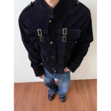 【7】拼接仿麂皮高级感夹克男女机车短宽外套A079-JK8576-P73，男装夹克，电商A079