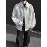 [001]翻领皮衣外套春秋季哈潮流百搭休闲男女款外套A079-259-P75，男装皮衣，电商A079