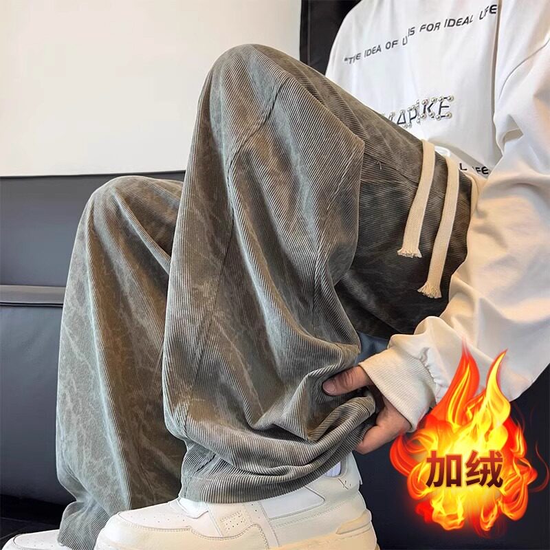 【网98】5扎染灯芯绒裤子男直筒宽松阔腿长裤A079-K169-P35-37,男装休闲裤,电商A079