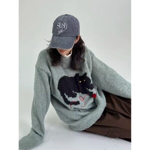 【300】日系猫咪毛衣刺绣立体小球针织衫毛衣A079-MY41-P51