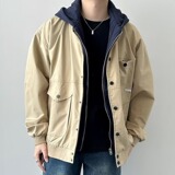 【176】秋季新款假两件拼接牛仔夹克男女休闲百搭A079-W153-P75，男装夹克，电商A079