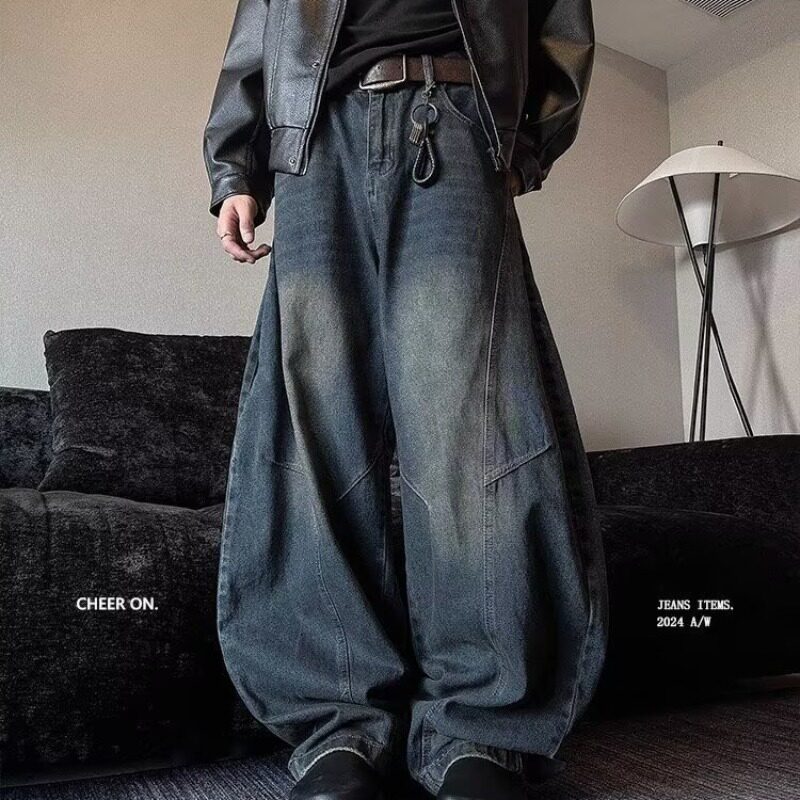 [008]牛仔裤男新款宽松高腰显瘦垂感拖地裤A079-Y755-P49，男装牛仔裤，电商A079