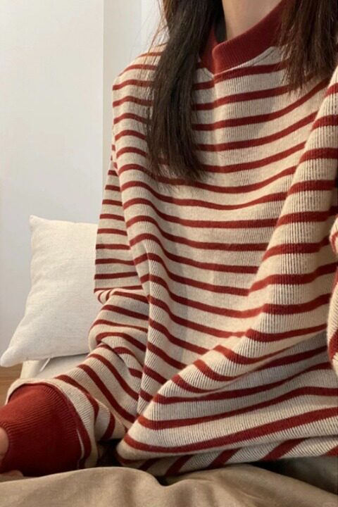 【295】条纹毛衣圆领针织衫卫衣女秋冬新款宽松A079-1269-P44,男装针织衫/毛衣,电商A079