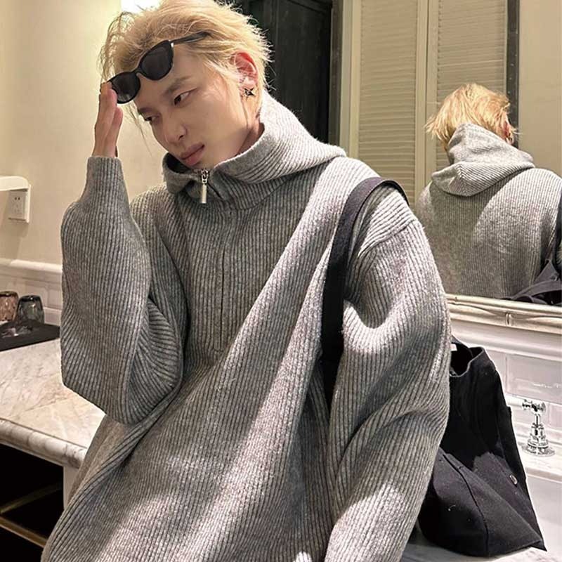 【002】连帽纯色毛衣针织衫男外套A079-MY114-P51，男装针织衫/毛衣，电商A079