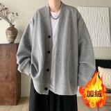 【网97】V领开衫卫衣男秋冬休闲加绒百搭外套A079-JK50=P39-45，女装短外套，电商A079