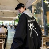 【247】字母印花夹克黑色棒球服男女春秋宽A079--JK16-P47，男装夹克，电商A079