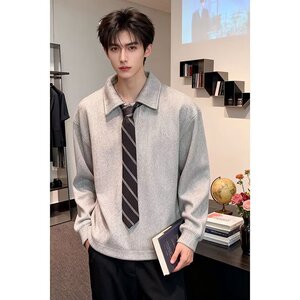 [012]领带翻领卫衣男款正肩内搭打底polo衫A079-HY12-P42图片