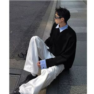 【51】假两件格纹拼接衬衫领长袖T恤男款A079-C13加绒--P49图片