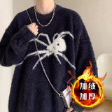 【15】蜘蛛提花加绒毛衣男圆领长袖毛衣针织衫A079-A25加绒7-P63，男装针织衫/毛衣，电商A079