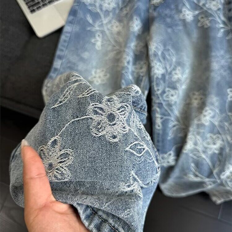 【网62】复古蓝提花水洗做旧牛仔裤A079-V8801-P40,男装牛仔裤,电商A079