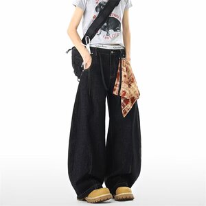 【网117】宽松休闲廓形百搭水洗阔腿长裤牛仔裤A079-M5019-P46,男装牛仔裤,电商A079