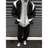 【001】夹克外套黑白拼接褶皱夹克A079-J06-P66，男装夹克，电商A079