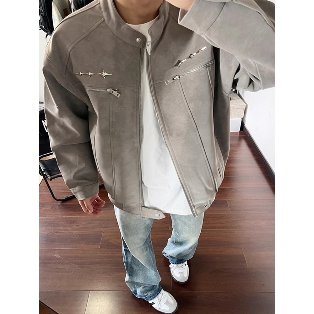 【12】皮夹克外套皮衣男宽松百搭工装棒球服外套A079-2596-P67