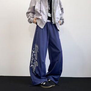 【网41】休闲裤字母直筒阔腿卫裤A079-A6068-52图片