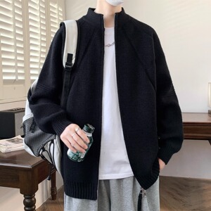 【219】针织开衫外套男秋冬季宽松立领情侣款毛衣A079--M03-P54图片