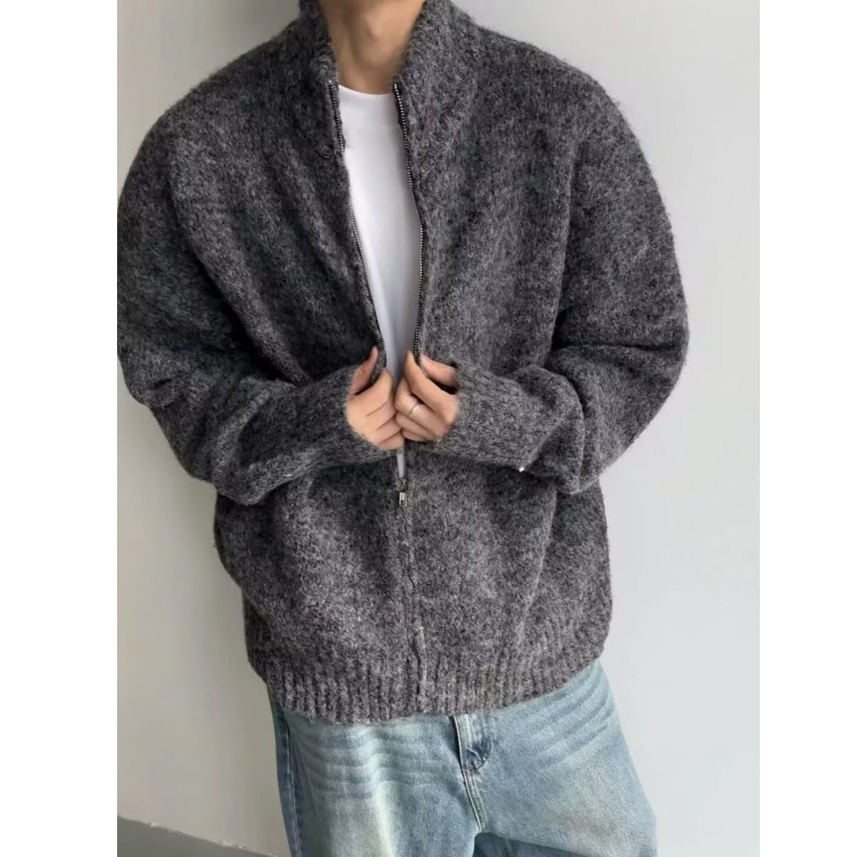 【网59】双拉链头外套针织衫开衫毛衣外套A079-M36-P50,男装针织衫/毛衣,电商A079