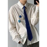 [006]胸章条纹衬衫男宽松休闲百搭长袖衬衣外套A079-S421-P50，男装衬衫，电商A079