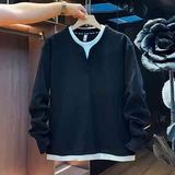 【001】加绒新款男士假两件套头长袖T恤潮A079-A164-P45，男装T恤，电商A079